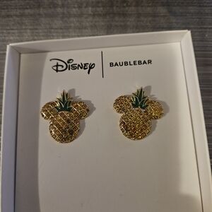 Disney x BaubleBar Pineapple Mickey Stud Earrings - Gold & Green